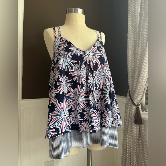 crown & ivy Tops - Firework and Striped layered shirt